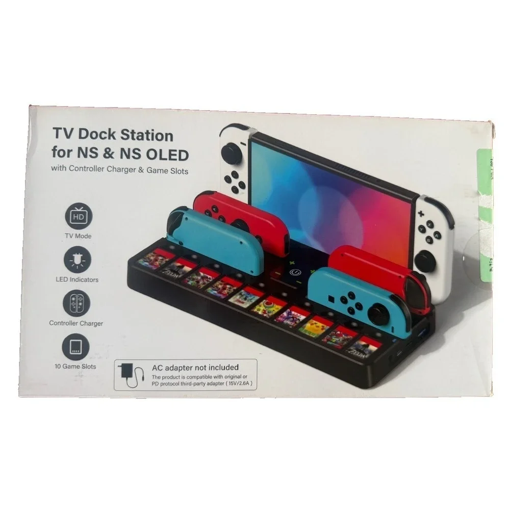 Tokluck NS Docking Station with Controller Charger TV Adapter and 10 Game Slots